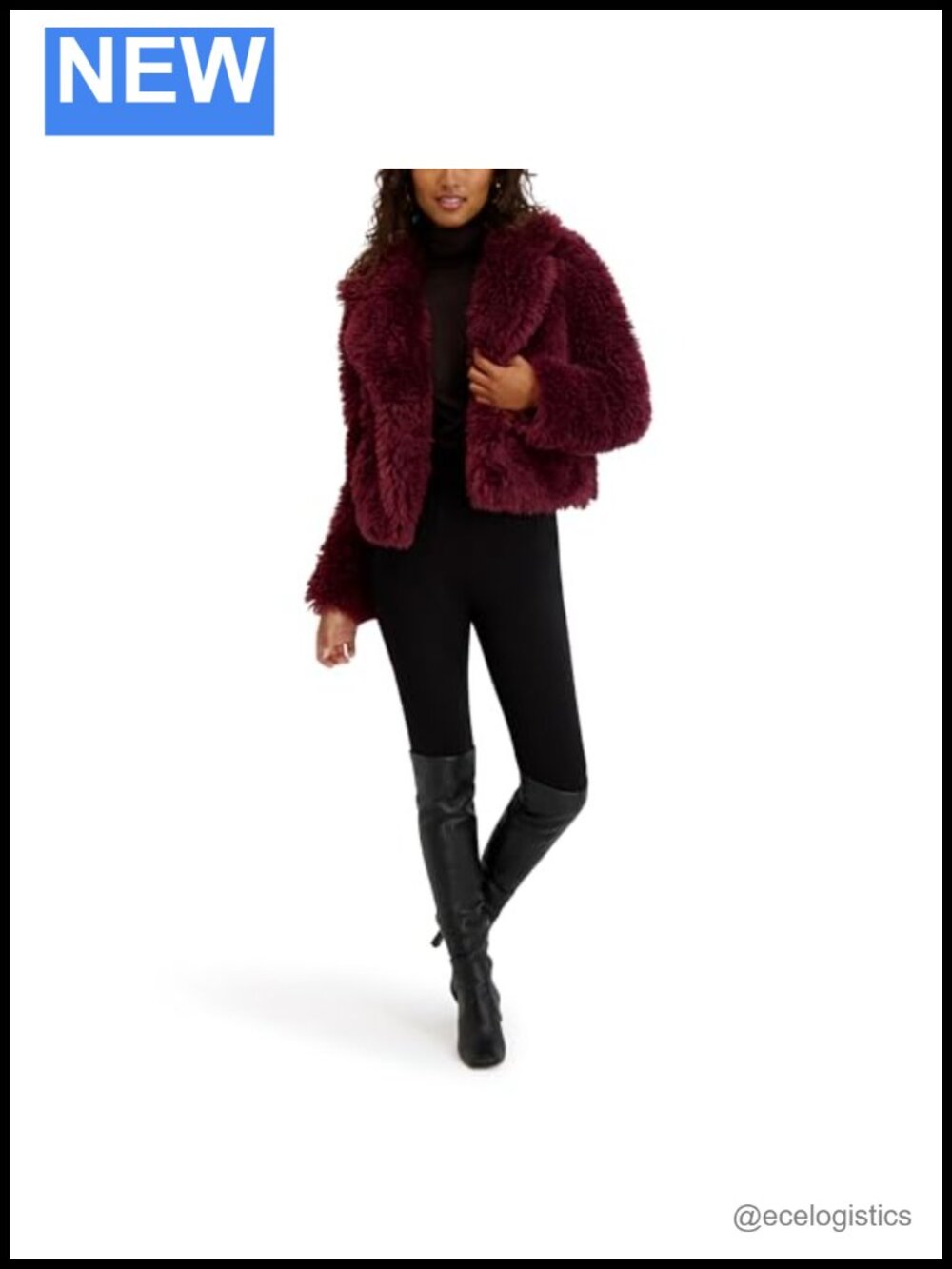 Women's Faux Mongolian Fur Cropped Aviator Jacket Party Outerwear